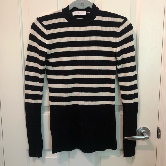 Everlane The Breton Ribbed Sweater Navy White Stripe Cotton - Picture 5 of 9